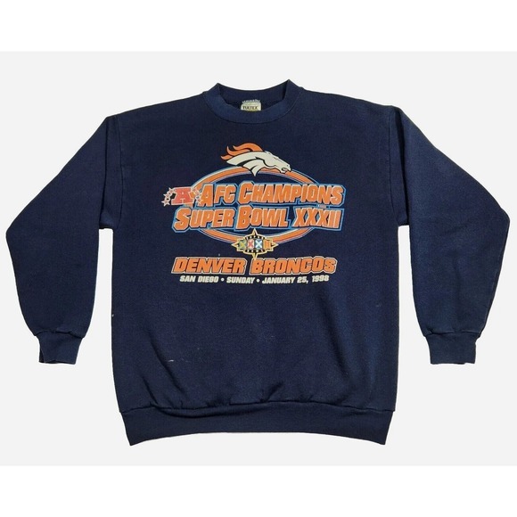 Denver Broncos VTG Tultex‎ Sweater Adult Large AFC Champions NFL Super Bowl 1998 - Picture 1 of 13